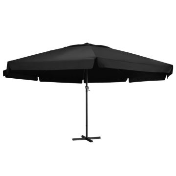 vidaXL Umbrelă de soare de grădină, stâlp aluminiu, negru, 600 cm