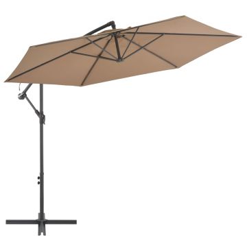 vidaXL Umbrelă consolă de grădină cu stâlp din aluminiu, taupe, 300 cm