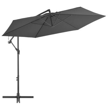 vidaXL Umbrelă în consolă cu stâlp din aluminiu, 300 cm, antracit