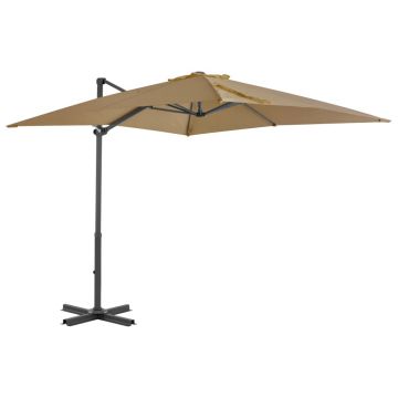 vidaXL Umbrelă în consolă de grădină, stâlp aluminiu, taupe 250x250 cm