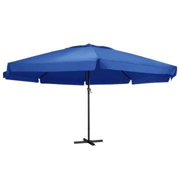 vidaXL Umbrelă soare de grădină, stâlp aluminiu albastru azur 600 cm