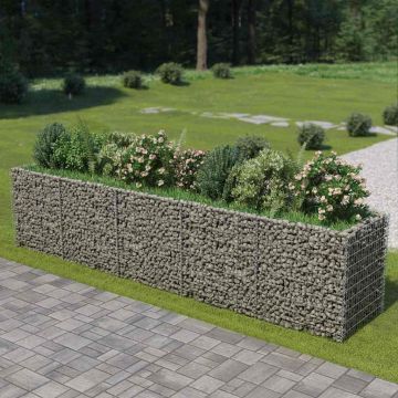 vidaXL Strat înălțat gabion, 450 x 90 x 100 cm, oțel galvanizat