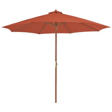 vidaXL Umbrelă de exterior cu stâlp din lemn, 300 cm, teracotă