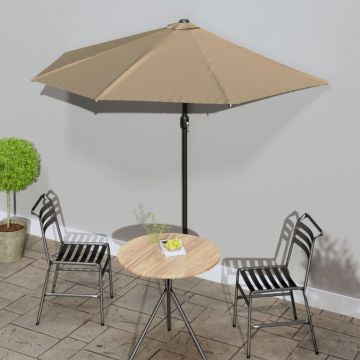 vidaXL Umbrelă de soare de balcon, tijă aluminiu gri taupe, 270x144 cm