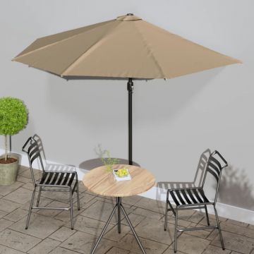 vidaXL Umbrelă de soare de balcon, tijă aluminiu, gri taupe 300x155 cm