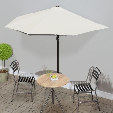 vidaXL Umbrelă de soare de balcon, tijă aluminiu, nisipiu, 300x155 cm