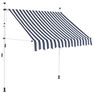 vidaXL Copertină retractabilă manual, dungi albastru și alb, 150 cm