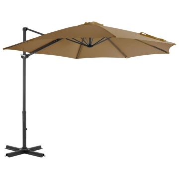 vidaXL Umbrelă consolă de grădină, stâlp din aluminiu, taupe, 300 cm