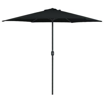 vidaXL Umbrelă de soare cu stâlp din aluminiu, negru, 270x246 cm