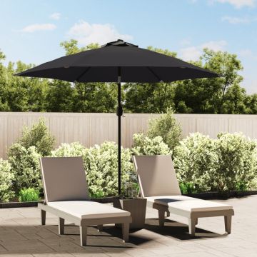 vidaXL Umbrelă de soare de exterior cu stâlp metalic, negru, 300 cm