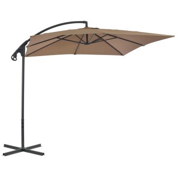 vidaXL Umbrelă în consolă cu stâlp din oțel, taupe, 250x250 cm