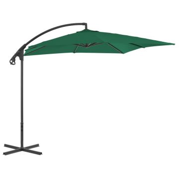 vidaXL Umbrelă în consolă cu stâlp din oțel, verde, 250x250 cm