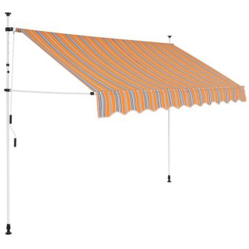 vidaXL Copertină retractabilă manual, dungi galben și albastru, 250 cm