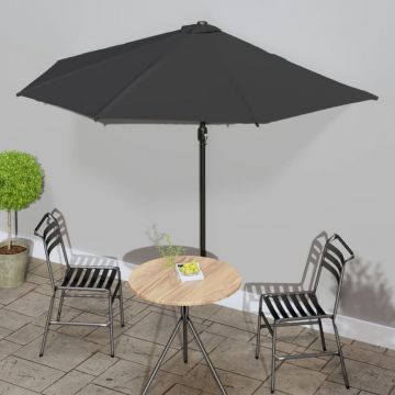 vidaXL Umbrelă de balcon tijă aluminiu negru 300x155x223cm semirotund