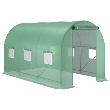 Outsunny Seră de Grădină cu Acoperiș Rotunjit 3.5x2x2 m, Verde | Aosom Romania