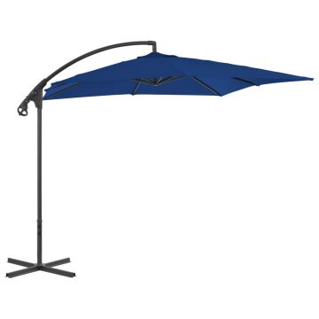 vidaXL Umbrelă în consolă cu stâlp din oțel, albastru azur, 250x250 cm