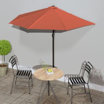 vidaXL Umbrelă balcon tijă aluminiu cărămiziu 270x144x222cm semirotund