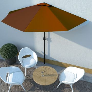 vidaXL Umbrelă balcon tijă aluminiu cărămiziu 300x155x223cm semirotund