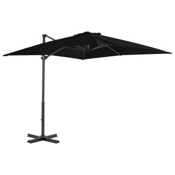 vidaXL Umbrelă în consolă cu stâlp din aluminiu, negru, 250x250 cm