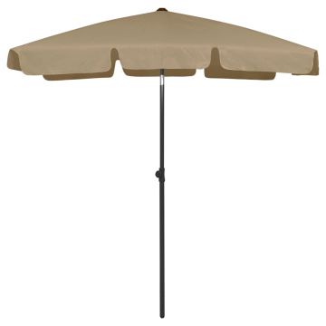 vidaXL Umbrelă de soare de plajă, taupe, 180x120 cm