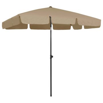 vidaXL Umbrelă de soare de plajă, taupe, 200x125 cm