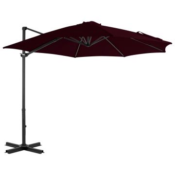 vidaXL Umbrelă consolă de grădină, stâlp din aluminiu, roșu, 300 cm