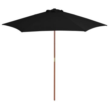 vidaXL Umbrelă de soare de grădină cu stâlp din lemn, negru, 270 cm