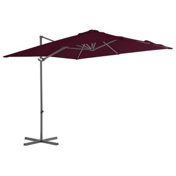 vidaXL Umbrelă în consolă cu stâlp din aluminiu, bordo, 250x250 cm