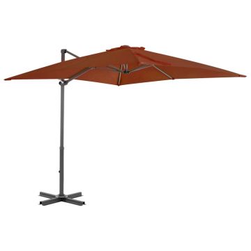 vidaXL Umbrelă în consolă cu stâlp din aluminiu, cărămiziu, 250x250 cm