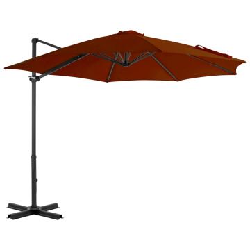 vidaXL Umbrelă în consolă cu stâlp din aluminiu, cărămiziu, 300 cm