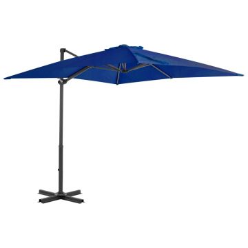 vidaXL Umbrelă în consolă, stâlp din aluminiu albastru azur 250x250 cm