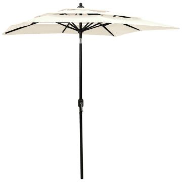 vidaXL Umbrelă grădină 3 niveluri, stâlp din aluminiu, nisipiu, 2x2 m