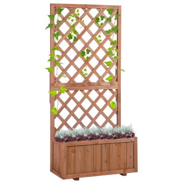 Outsunny Jardiniere din Lemn pentru Grădină cu Spătar pentru Plante Cățărătoare, Suport pentru Flori, Decor Exterior | Aosom Romania