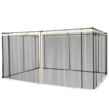 Plasa de Tantari pentru Corturi Outsunny, 4 panouri Universale cu Balamale, 335x207cm, Negru si Bej | Aosom Romania