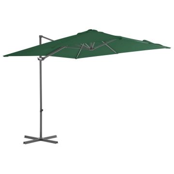 vidaXL Umbrelă în consolă cu stâlp din oțel, verde, 250x250 cm