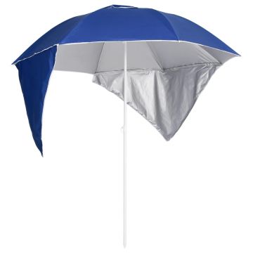 vidaXL Umbrelă soare de plajă cu pereți laterali, albastru, 215 cm