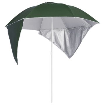 vidaXL Umbrelă soare de plajă cu pereți laterali, verde, 215 cm