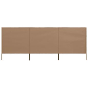 vidaXL Paravan anti-vânt cu 3 panouri, gri taupe, 400 x 160 cm textil