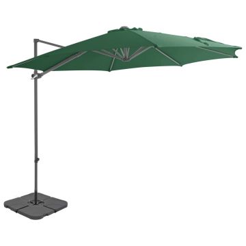 vidaXL Umbrelă de soare de grădină, bază portabilă, verde