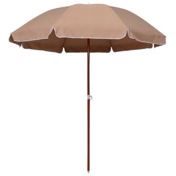 vidaXL Umbrelă de soare de grădină, stâlp din oțel, taupe, 240 cm