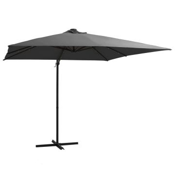 vidaXL Umbrelă în consolă cu LED, stâlp din oțel, antracit, 250x250 cm