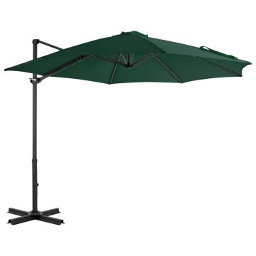 vidaXL Umbrelă în consolă cu stâlp din aluminiu, verde, 300 cm