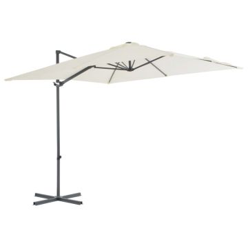 vidaXL Umbrelă în consolă cu stâlp din oțel, nisipiu, 250x250 cm