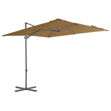 vidaXL Umbrelă în consolă cu stâlp din oțel, taupe, 250x250 cm