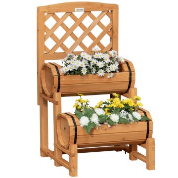 Outsunny Jardinieră Lemn de Brad Formă Butou Design Înălțat Galben 45x45x80cm pentru Grădină | Aosom Romania