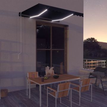 vidaXL Copertină retractabilă manual cu LED, antracit, 300 x 250 cm