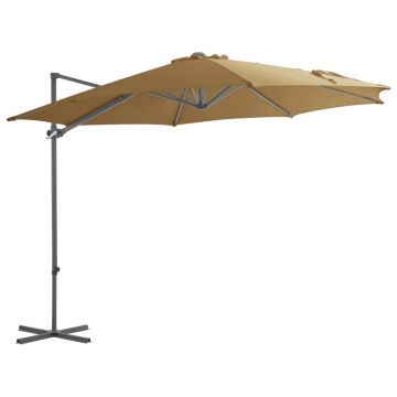 vidaXL Umbrelă consolă de grădină, stâlp din oțel, taupe, 300 cm