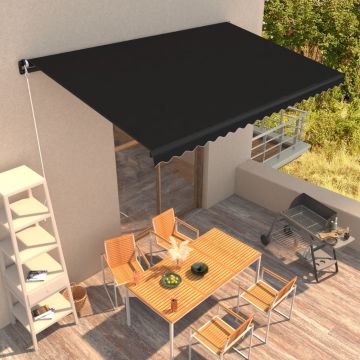 vidaXL Copertină retractabilă manual, antracit, 450 x 300 cm