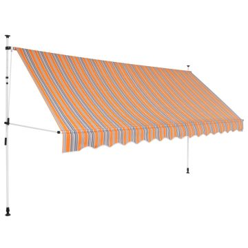 vidaXL Copertină retractabilă manual, dungi galben și albastru, 350 cm