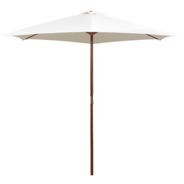 vidaXL Umbrelă de soare cu stâlp de lemn, alb crem, 270x270 cm